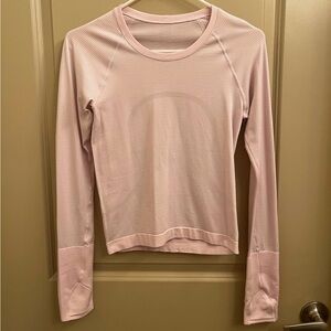 Swiftly Tech Long Sleeve, Meadowsweet Pink, Race Length